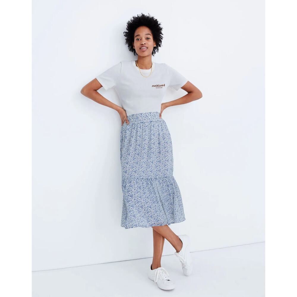 New Madewell Tiered Peasant Midi Skirt in Climbing Floral Women's Size XL